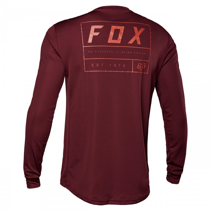 KOSZULKA ROWEROWA Z DŁUGIM RĘKAWEM FOX RANGER SWATH DARK MAROON