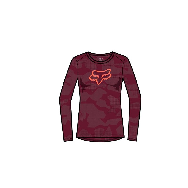 KOSZULKA ROWEROWA Z DŁUGIM RĘKAWEM FOX LADY RANGER TRU DRI DARK MAROON
