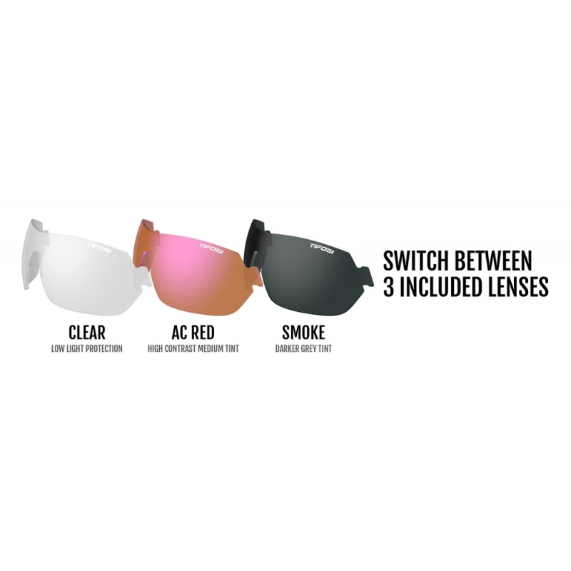 Okulary TIFOSI SLICE black white (3 szkła 15,4% Smoke, 41,4% AC Red, 95,6% Clear)