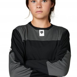 KOSZULKA ROWEROWA Z DŁUGIM RĘKAWEM FOX JUNIOR DEFEND BLACK