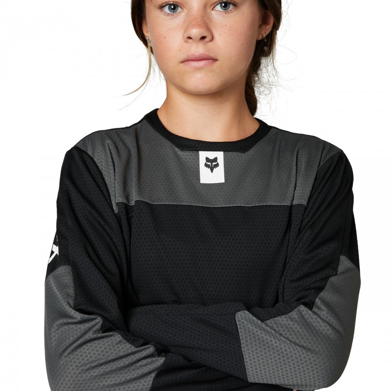 KOSZULKA ROWEROWA Z DŁUGIM RĘKAWEM FOX JUNIOR DEFEND BLACK