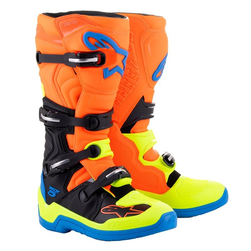 BUTY ALPINESTARS TECH 5 FLUO ORANGE/ENAMEL BLUE/FLUO YELLOW