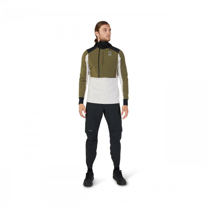 BLUZA ROWEROWA Z KAPTUREM FOX DEFEND THERMAL OLIVE GREEN