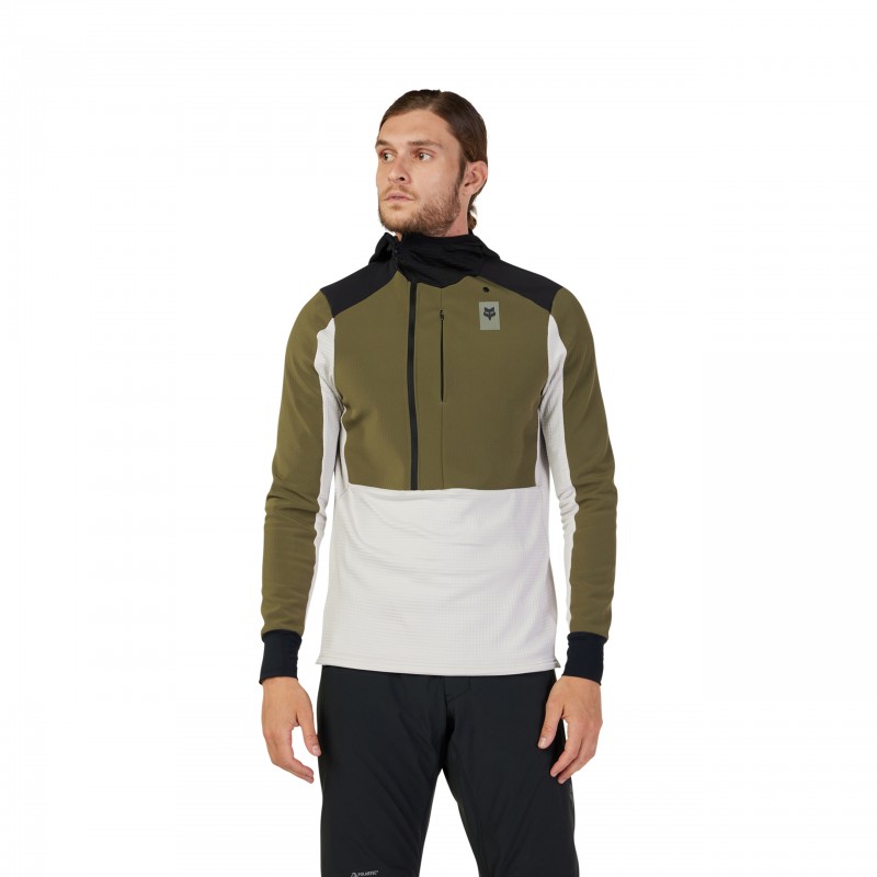 BLUZA ROWEROWA Z KAPTUREM FOX DEFEND THERMAL OLIVE GREEN
