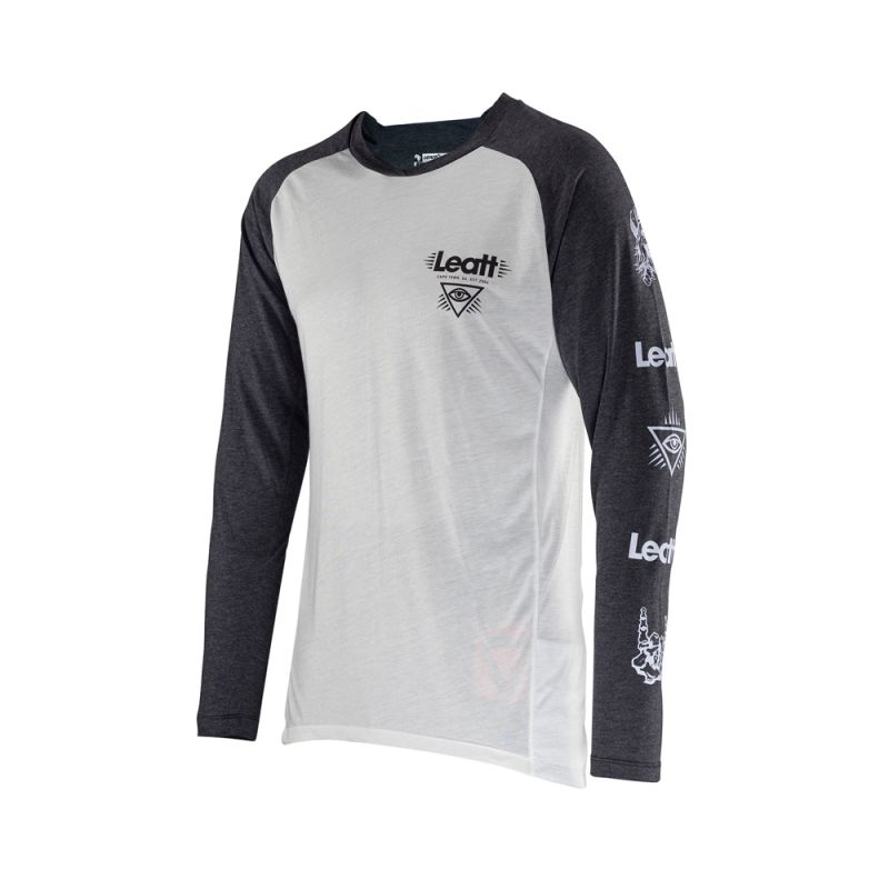 LEATT NOWOŚĆ KOSZULKA ROWEROWA MTB GRAVITY 2.0 JERSEY WHITE KOLOR BIAŁY/GRAFITOWY ROZMIAR XL