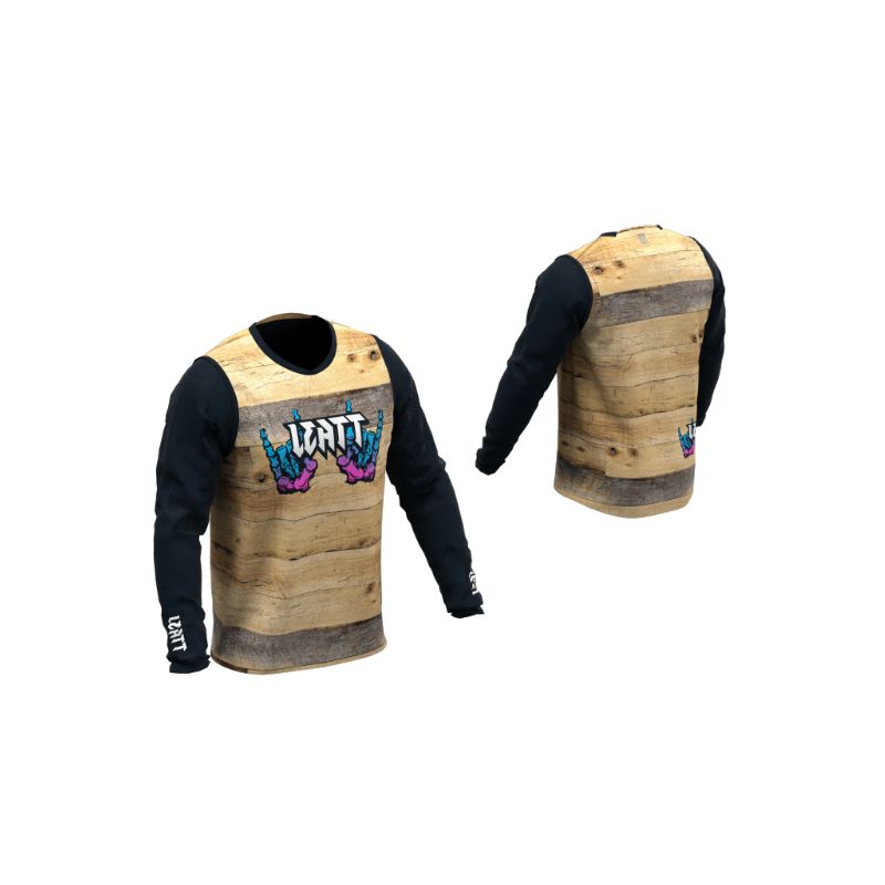 LEATT KOSZULKA ROWEROWA MTB GRAVITY 3.0 JERSEY WOODY KOLOR CZARNY/BRĄZOWY ROZMIAR XXL