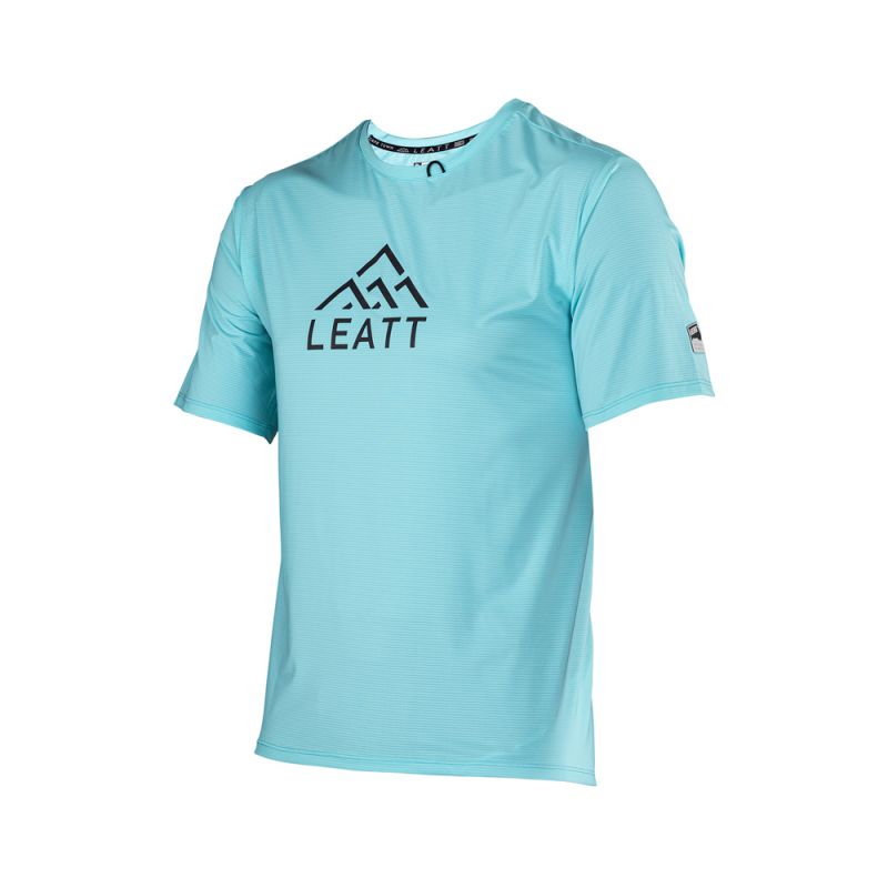 LEATT NOWOŚĆ KOSZULKA ROWEROWA MTB TRAIL 1.0 X-FLOW JERSEY AQUA KOLOR NIEBIESKI ROZMIAR XL