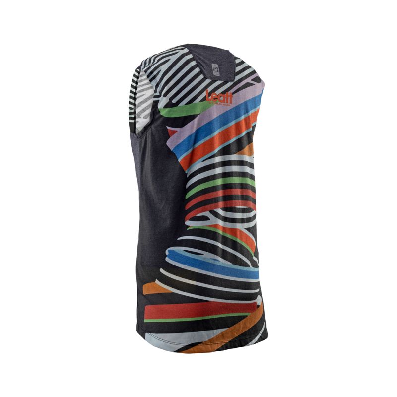 LEATT NOWOŚĆ KOSZULKA ROWEROWA BEZ RĘKAWÓW (DAMSKA) MTB ALLMTN 2.0 WOMEN TANKTOP STRIPES KOLOR CZARNY/NIEBIESKI/CZERWONY/ZIELONY