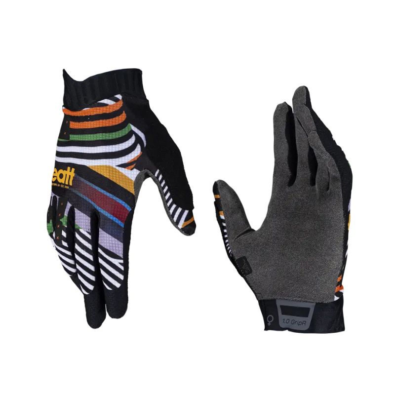 LEATT NOWOŚĆ RĘKAWICE ROWEROWE (DAMSKIE) MTB 1.0 GRIPR WOMEN GLOVE STRIPES KOLOR CZARNY/MULTICOLOR ROZMIAR S