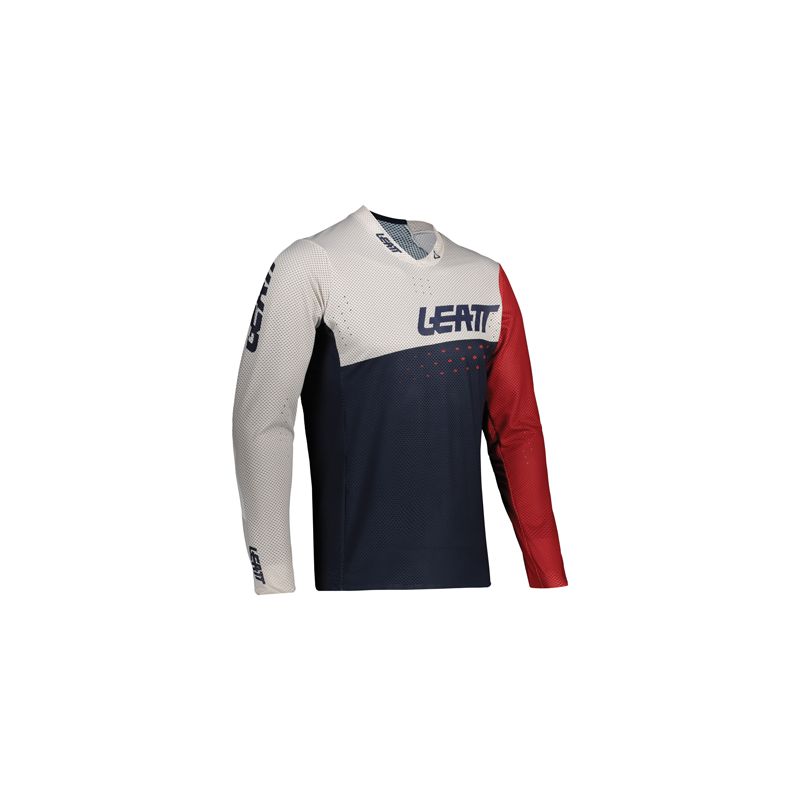 LEATT KOSZULKA ROWEROWA (DZIECIĘCA) MTB GRAVITY 4.0 JUNIOR JERSEY CORAL KOLOR GRANATOWY/BIAŁY/CZERWONY ROZMIAR L (140-150 cm)