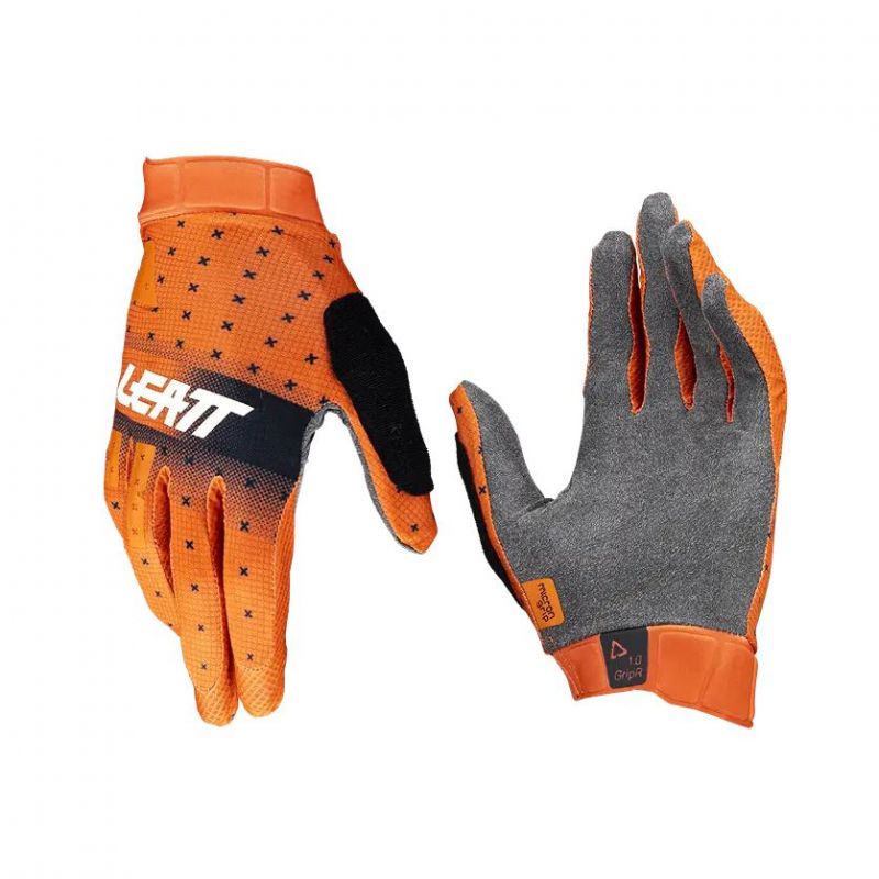 LEATT NOWOŚĆ RĘKAWICE ROWEROWE (DZIECIĘCE) MTB 1.0 GRIPR JR GLOVE GLOW KOLOR POMARAŃCZOWY/CZARNY ROZMIAR L