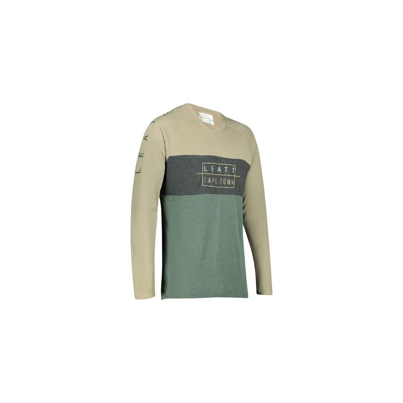 LEATT KOSZULKA ROWEROWA MTB GRAVITY 2.0 JERSEY IVY KOLOR PIASKOWY/GRAFITOWY/ZIELONY ROZMIAR XS