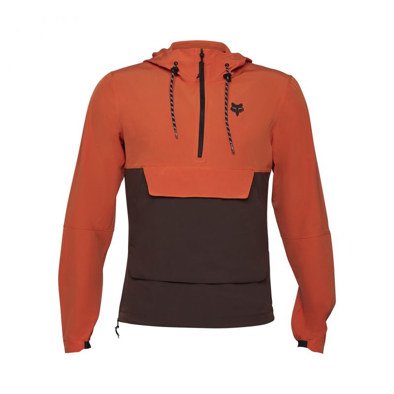 BLUZA ROWEROWA Z KAPTUREM FOX RANGER WIND PULLOVER ATOMIC ORANGE