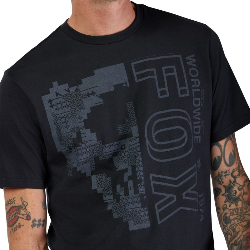 T-Shirt Fox Image Skull Prem Black