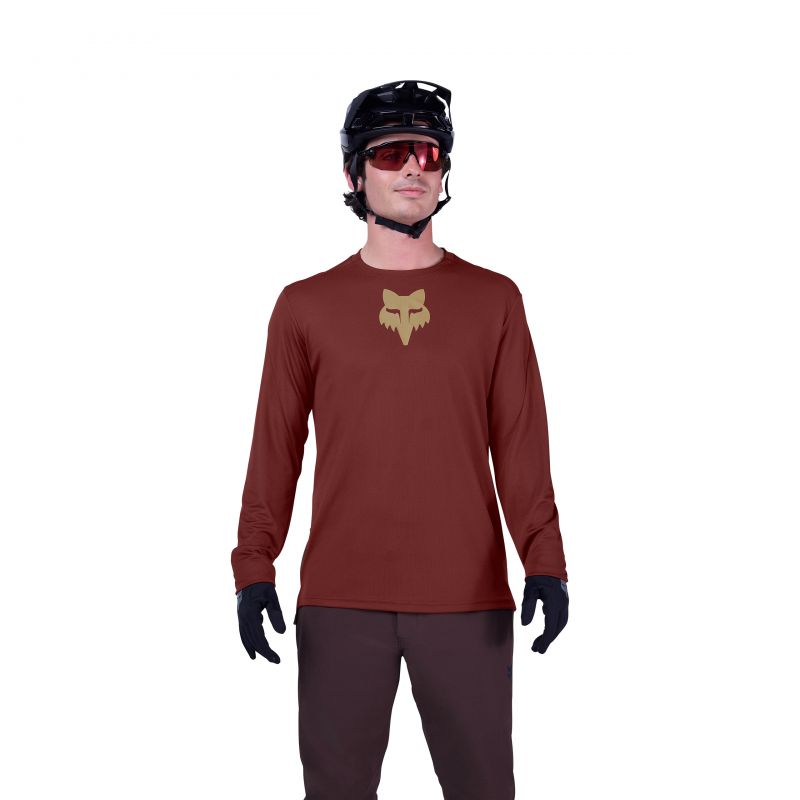 Koszulka Rowerowa Z Długim Rękawem Fox Ranger Head Rust