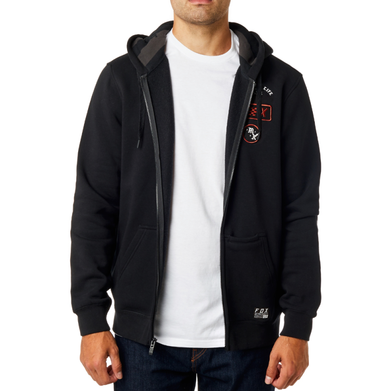 BLUZA FOX Z KAPTUREM NA ZAMEK DISTRICT 4 BLACK