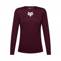 Koszulka Rowerowa Z Długim Rękawem Damska Fox Ranger Head Dark Maroon