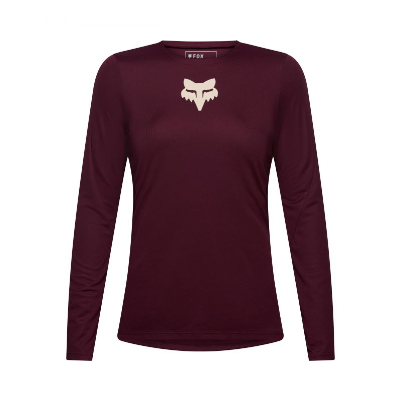 Koszulka Rowerowa Z Długim Rękawem Damska Fox Ranger Head Dark Maroon