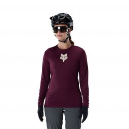 Koszulka Rowerowa Z Długim Rękawem Damska Fox Ranger Head Dark Maroon