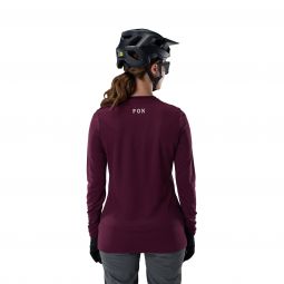 Koszulka Rowerowa Z Długim Rękawem Damska Fox Ranger Head Dark Maroon
