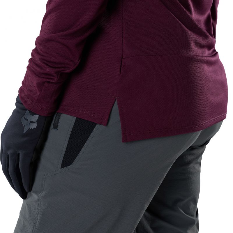 Koszulka Rowerowa Z Długim Rękawem Damska Fox Ranger Head Dark Maroon