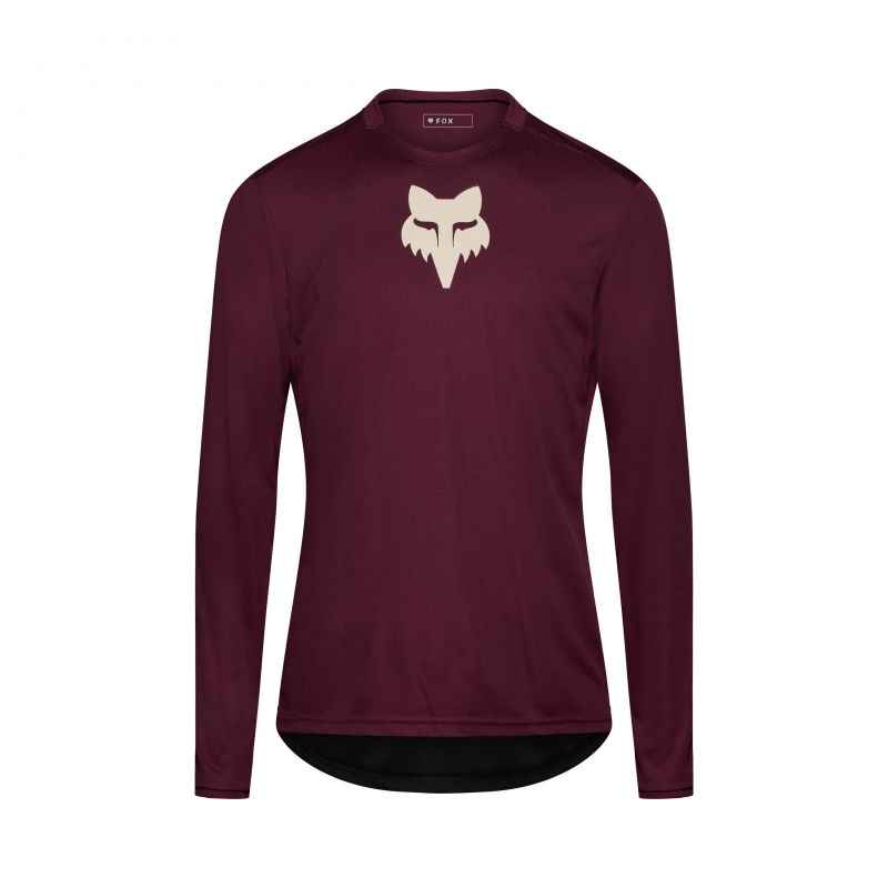 Koszulka Rowerowa Z Długim Rękawem Fox Ranger Head Dark Maroon