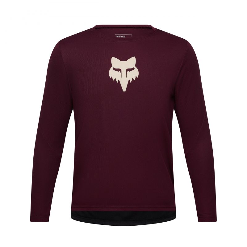 Koszulka Rowerowa Z Długim Rękawem Junior Fox Ranger Head Dark Maroon