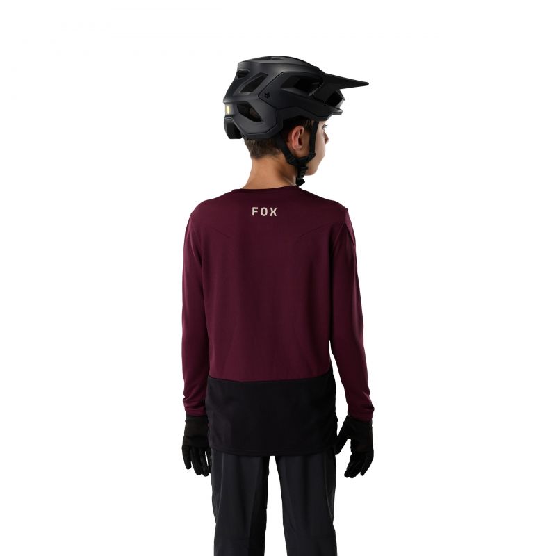 Koszulka Rowerowa Z Długim Rękawem Junior Fox Ranger Head Dark Maroon