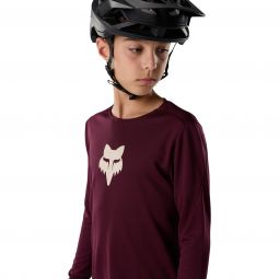 Koszulka Rowerowa Z Długim Rękawem Junior Fox Ranger Head Dark Maroon