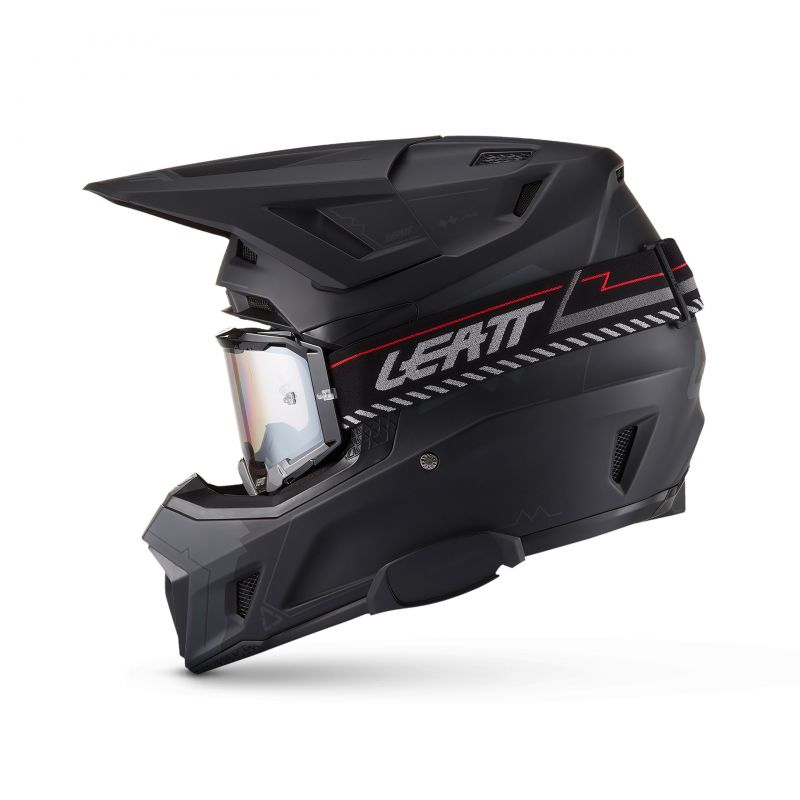 Kask Motocyklowy Z Goglami Leatt Kit Moto 7.5 Cardo Stealth Black