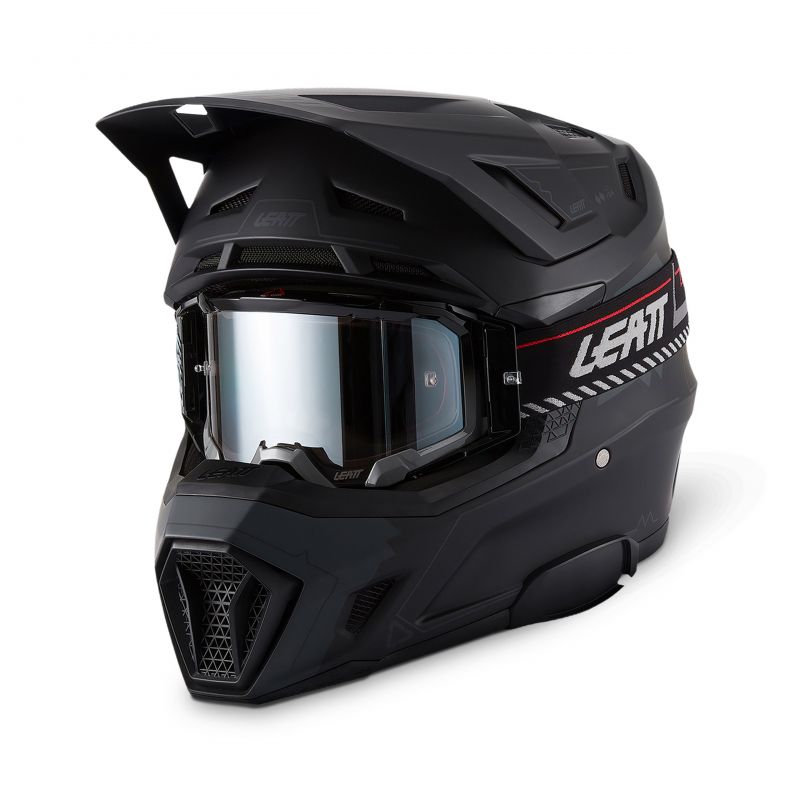 Kask Motocyklowy Z Goglami Leatt Kit Moto 7.5 Cardo Stealth Black