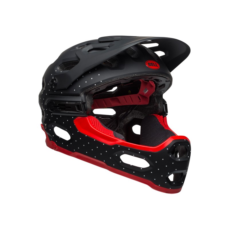 Kask full face BELL SUPER 3R MIPS virago matte black white crimson (NEW)
