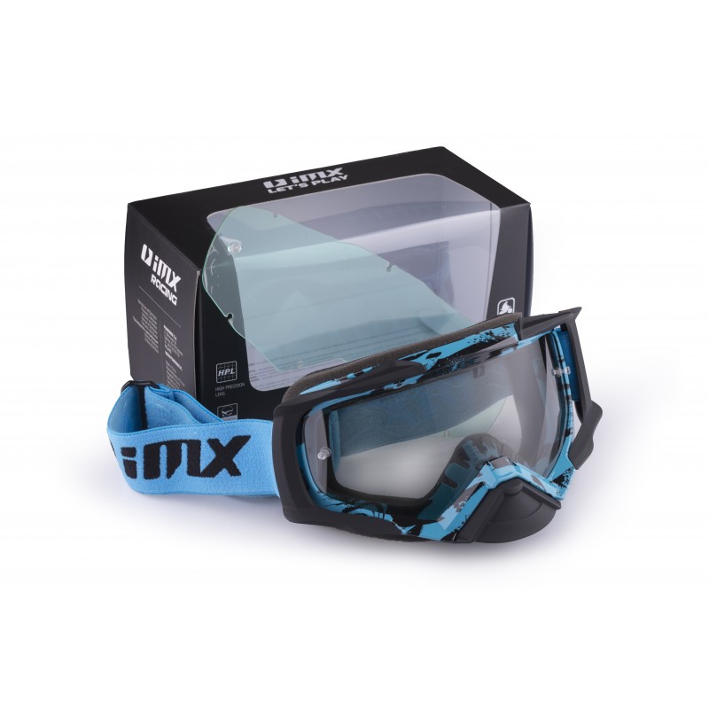 Gogle iMX Racing Dust Graphic Blue/Black Matt z Szybą Dark Smoke + Clear (2 szyby w zestawie)