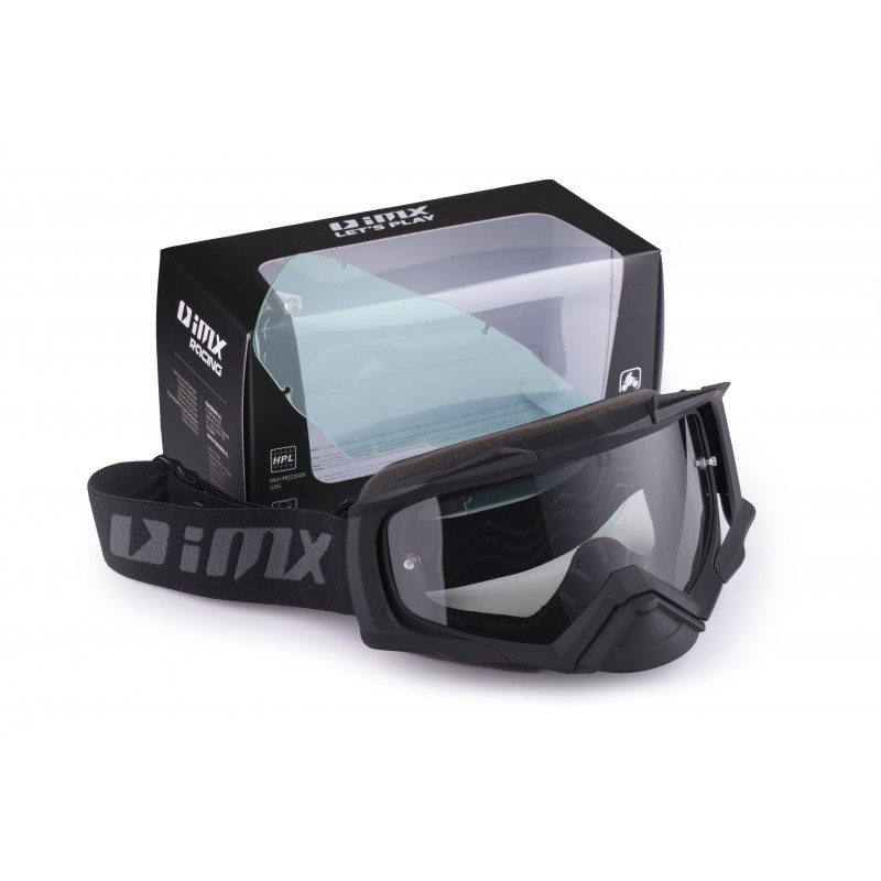 Gogle iMX Racing Dust Black Matt z Szybą Dark Smoke + Clear (2 szyby w zestawie)