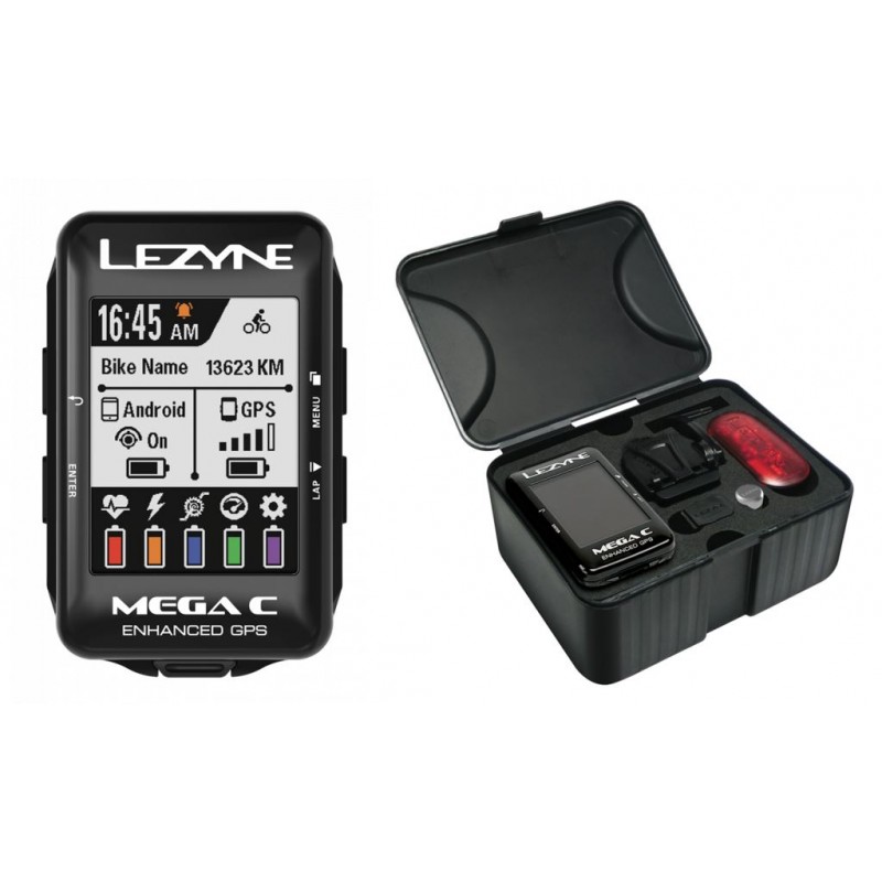 Licznik rowerowy LEZYNE MEGA C COLOR GPS SMART LOADED (w zestawie lampka tylna KTV SMART CONNECT + uchwyt na kierownicę) (NEW)