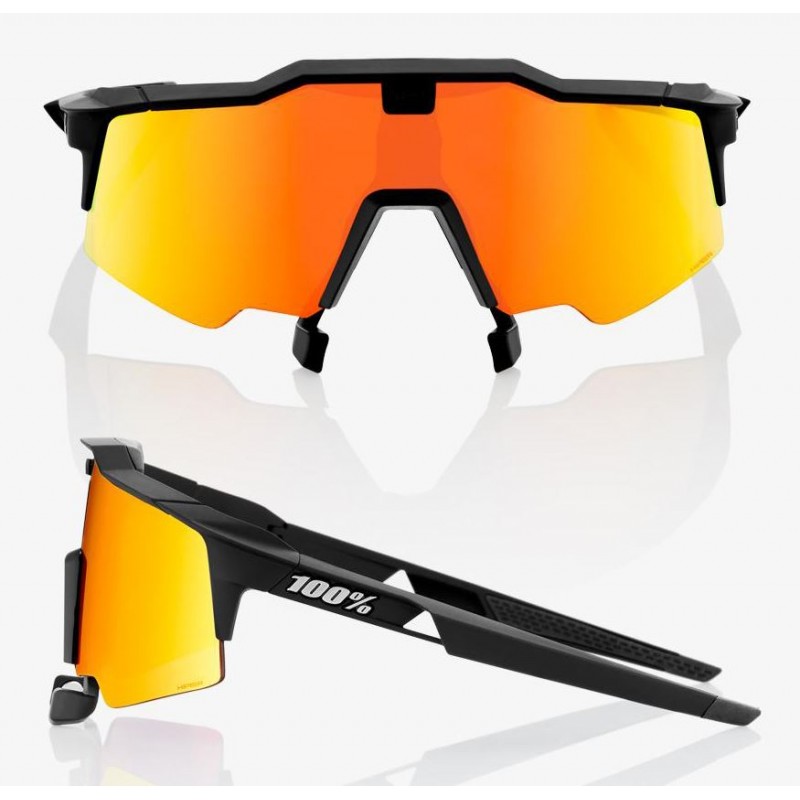 Okulary 100% SPEEDCRAFT AIR Soft Tact Black - HiPER Red Multilayer Mirror Lens (Szkła Czerwone Lustrzane Wielowarstwowe, przepus