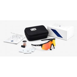 Okulary 100% SPEEDCRAFT AIR Soft Tact Black - HiPER Red Multilayer Mirror Lens (Szkła Czerwone Lustrzane Wielowarstwowe, przepus