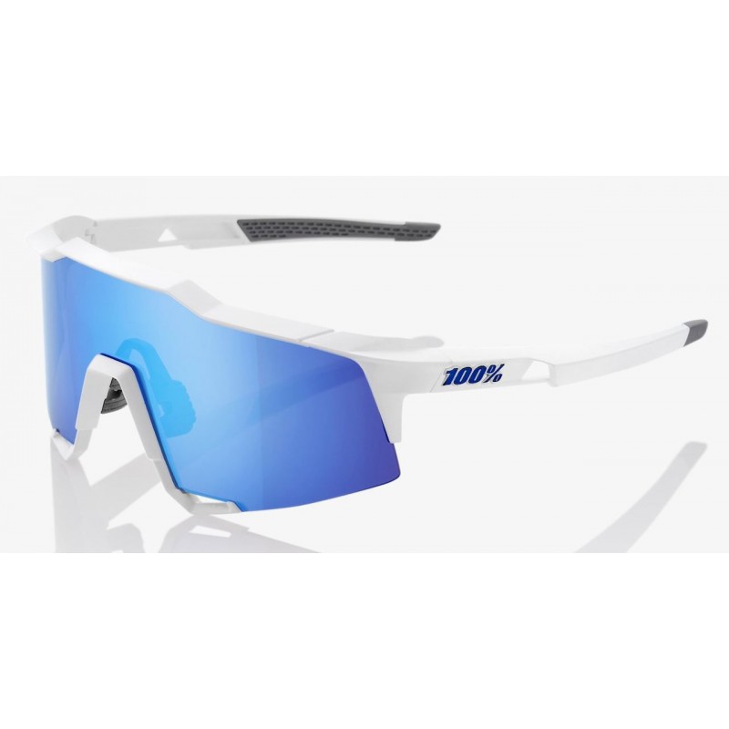 Okulary 100% SPEEDCRAFT Matte White - HiPER Blue Multilayer Mirror Lens (Szkła Niebieskie Lustrzane Wielowarstwowe, przepuszczal