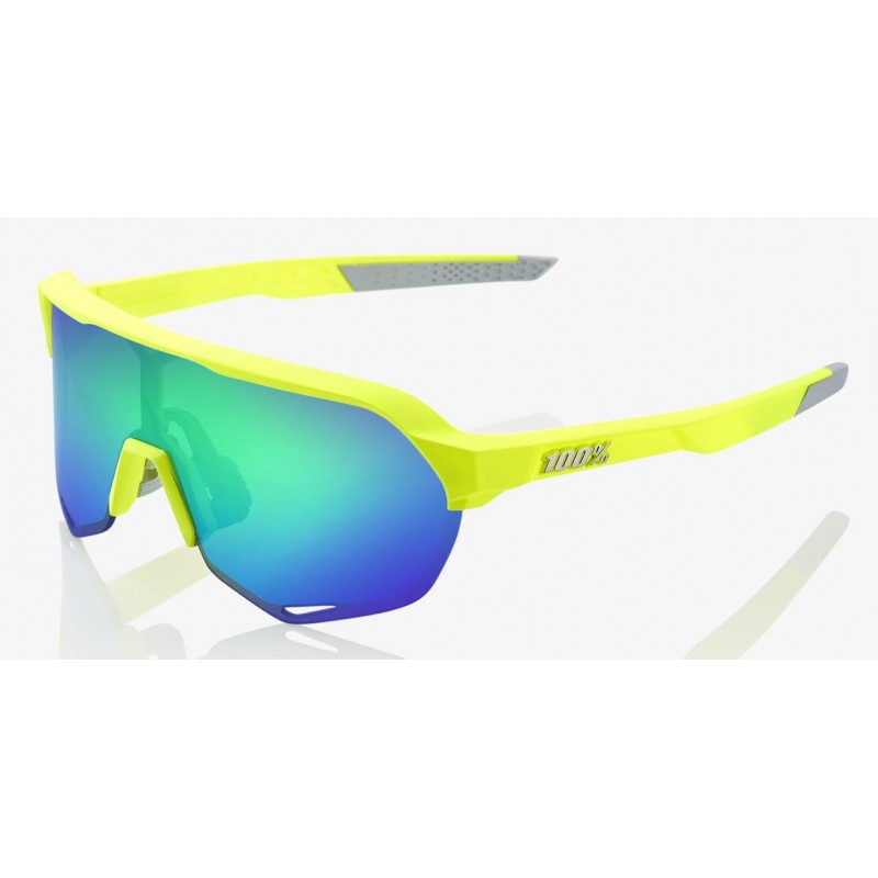 Okulary 100% S2 Matte Fluorescent Yellow - Green Multilayer Mirror Lens (Szkła Zielone Lustrzane Wielowarstwowe, przepuszczalnoś