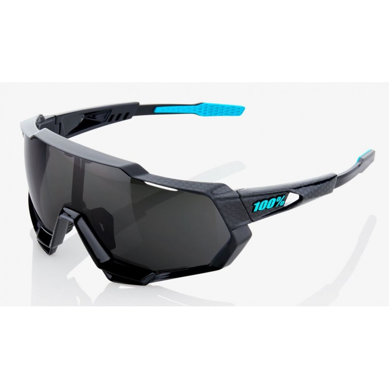 Okulary 100% SPEEDTRAP Polished Black Graphic - Black Mirror Lens (Szkła Czarne Lustrzane, przepuszczalność światła 11% + Szkła 