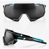 Okulary 100% SPEEDTRAP Polished Black Graphic - Black Mirror Lens (Szkła Czarne Lustrzane, przepuszczalność światła 11% + Szkła 