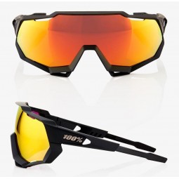 Okulary 100% SPEEDTRAP Soft Tact Black - HiPER Red Multilayer Mirror Lens (Szkła Czerwone Lustrzane Wielowarstwowe, przepuszczal