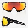 Okulary 100% SPEEDTRAP Soft Tact Black - HiPER Red Multilayer Mirror Lens (Szkła Czerwone Lustrzane Wielowarstwowe, przepuszczal