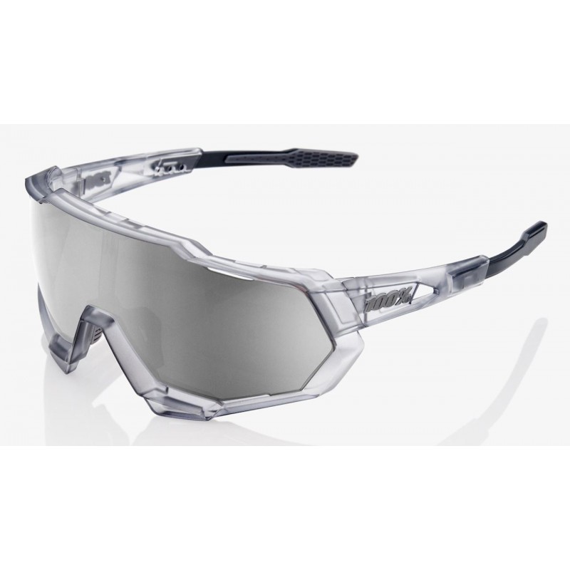 Okulary 100% SPEEDTRAP Matte Translucent Crystal Grey - HiPER Silver Mirror Lens (Szkła Srebrne Lustrzane, przepuszczalność świa