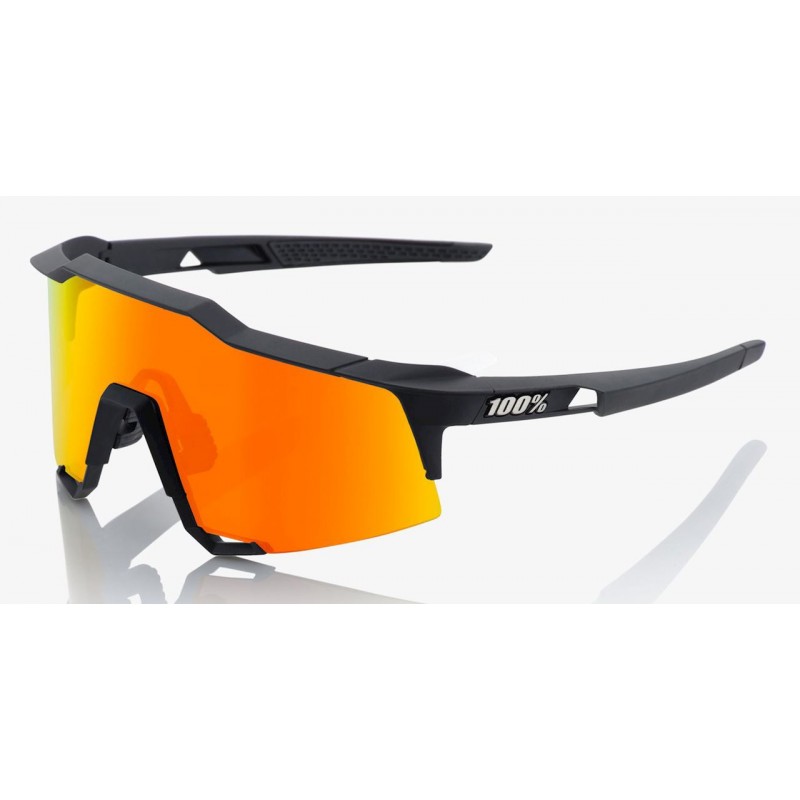 Okulary 100% SPEEDCRAFT Soft Tact Black - HiPER Red Multilayer Mirror Lens (Szkła Czerwone Lustrzane Wielowarstwowe, przepuszcza
