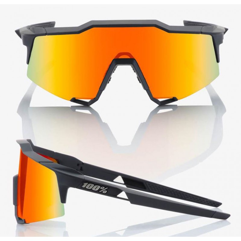 Okulary 100% SPEEDCRAFT Soft Tact Black - HiPER Red Multilayer Mirror Lens (Szkła Czerwone Lustrzane Wielowarstwowe, przepuszcza