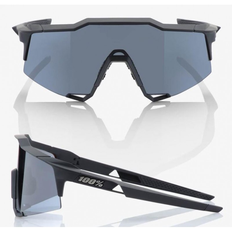 Okulary 100% SPEEDCRAFT Soft Tact Black - Smoke Lens (Szkła Czarne Smoke, przepuszczalność światła 12% + Szkła Przeźroczyste, pr