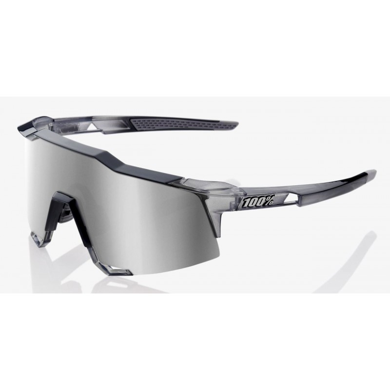 Okulary 100% SPEEDCRAFT Polished Translucent Crystal Grey - HiPER Silver Mirror Lens (Szkła Srebrne Lustrzane, przepuszczalność 