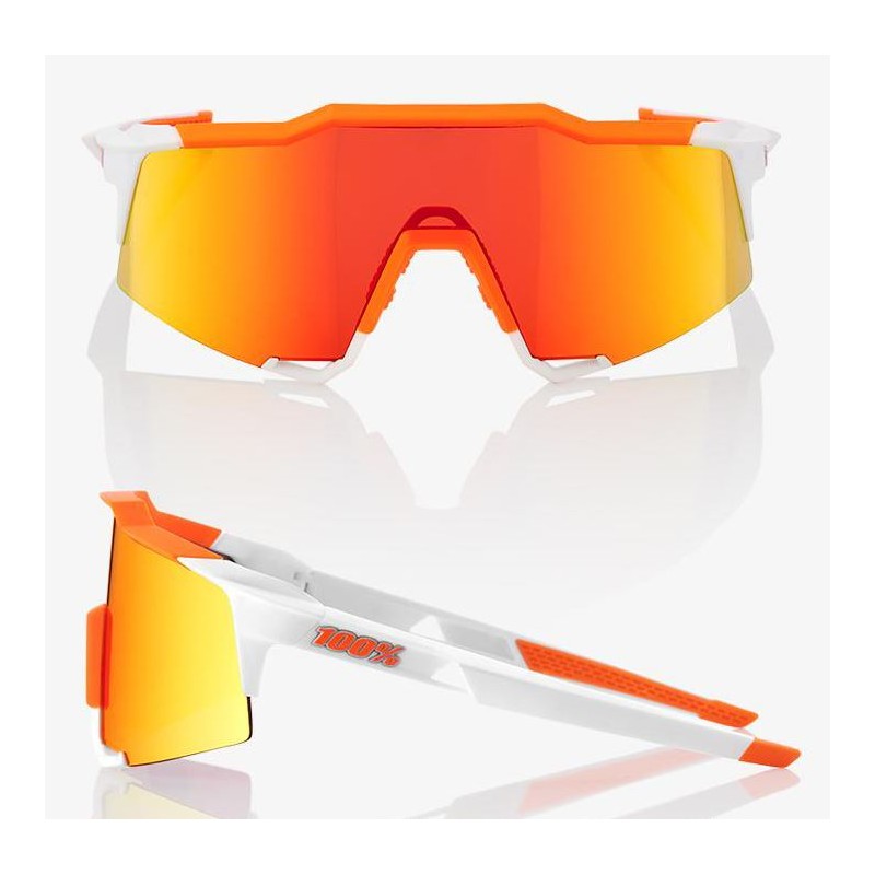 Okulary 100% SPEEDCRAFT Soft Tact Day Glo Orange/White - HiPER Red Multilayer Mirror Lens (Szkła Czerwone Lustrzane Wielowarstwo