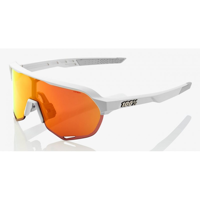 Okulary 100% S2 Soft Tact Off White - HiPER Red Multilayer Mirror Lens (Szkła Czerwone Lustrzane Wielowarstwowe, przepuszczalnoś
